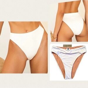 J. Crew High-rise Cheeky Bikini Bottom – White, Size Medium